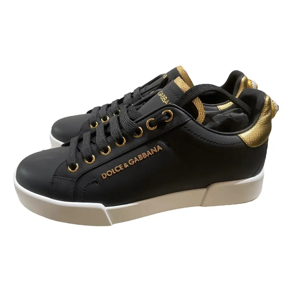 DOLCE & GABBANA Baskets Portofino, noir/or