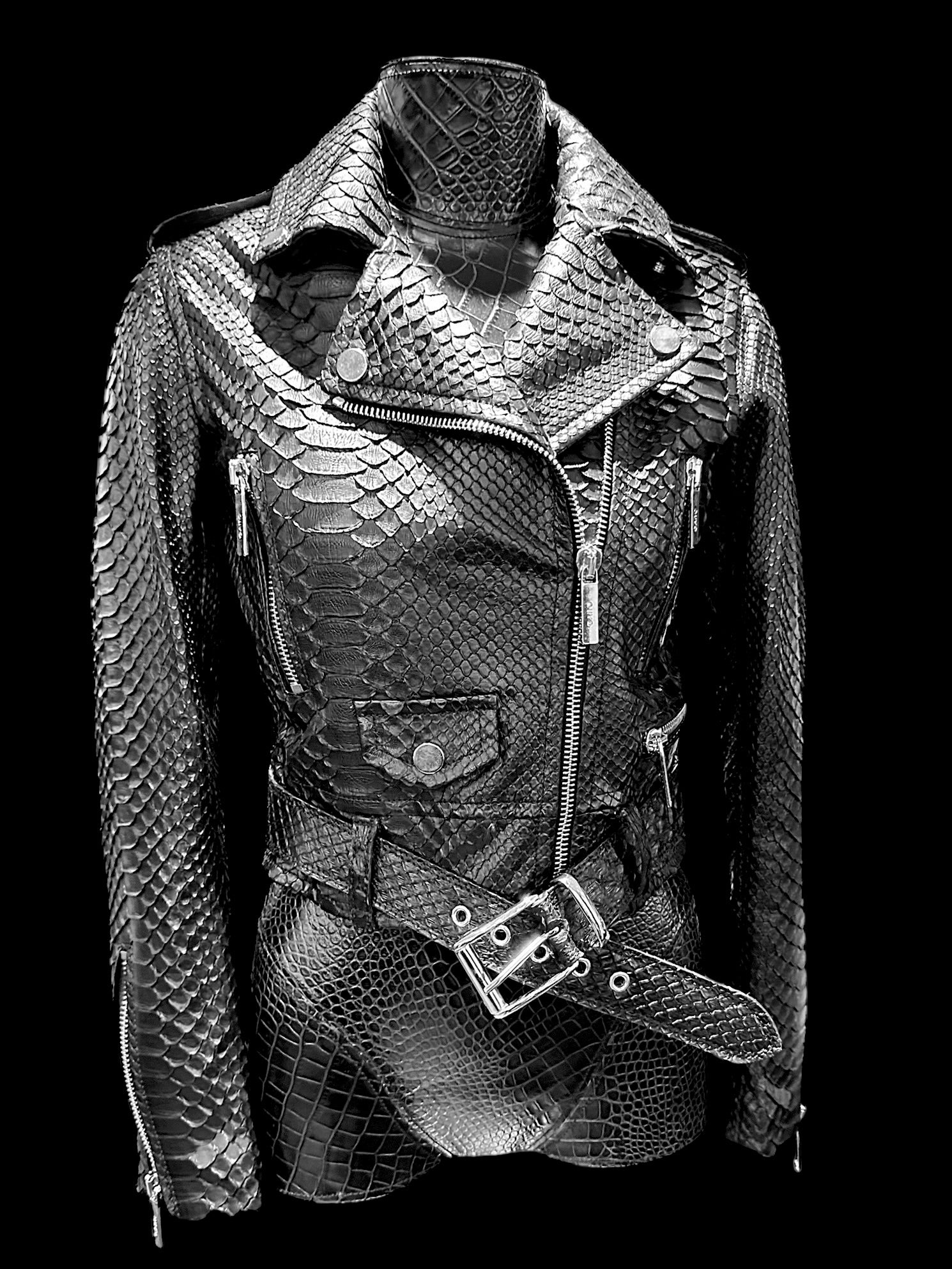 GAITO Phyton Biker Leather Jacket