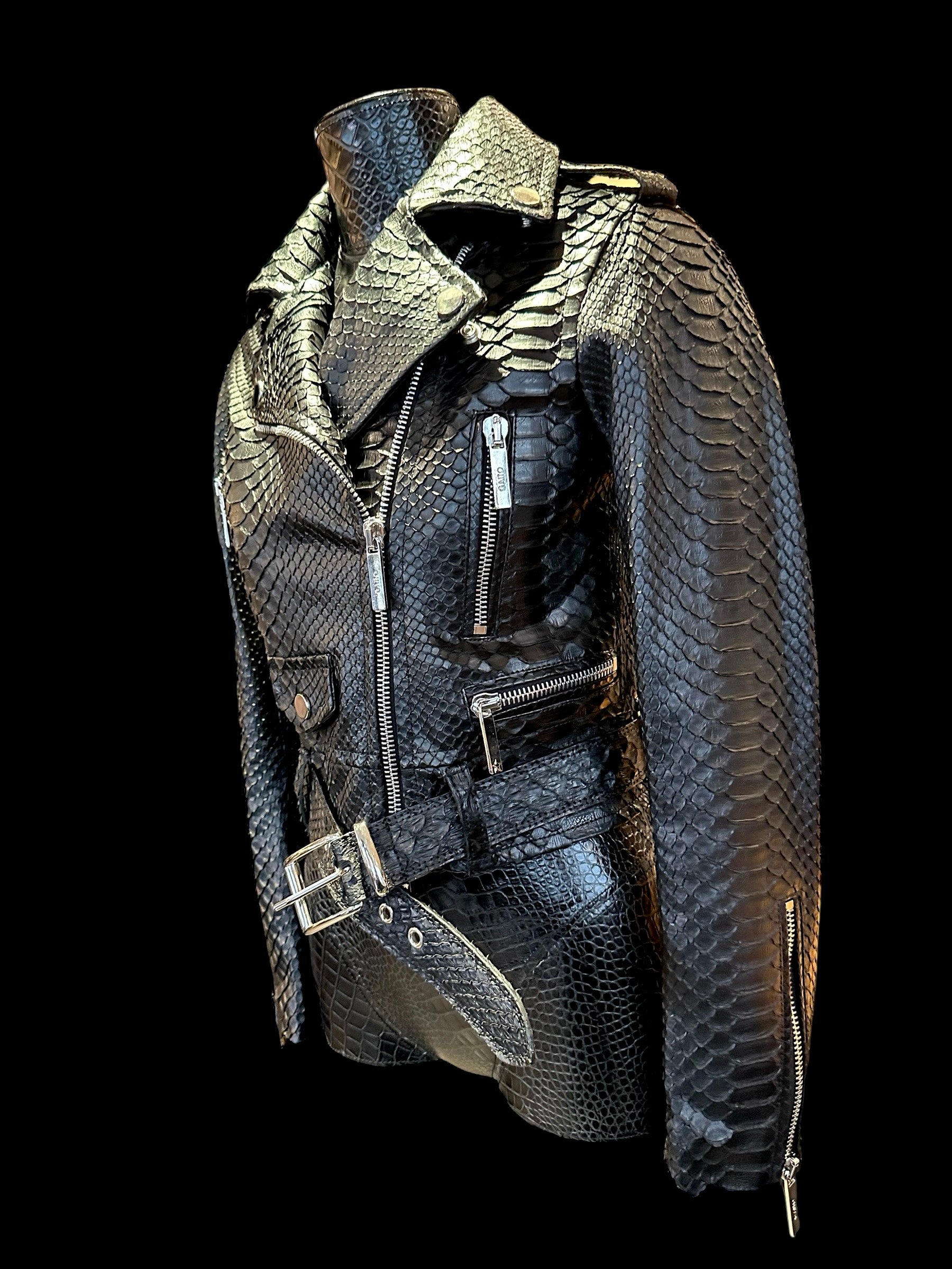GAITO Phyton Biker Leather Jacket
