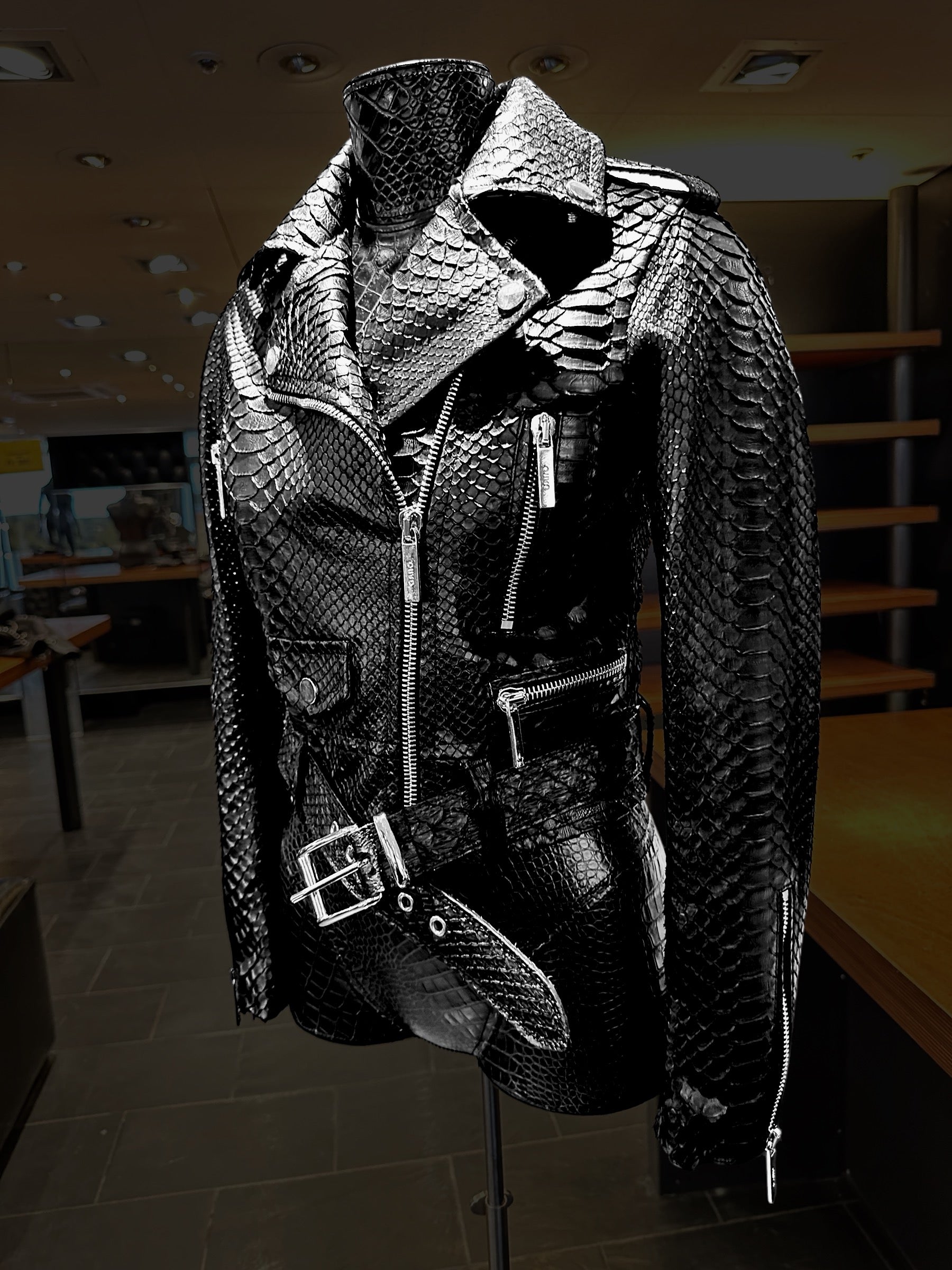 GAITO Phyton Biker Leather Jacket