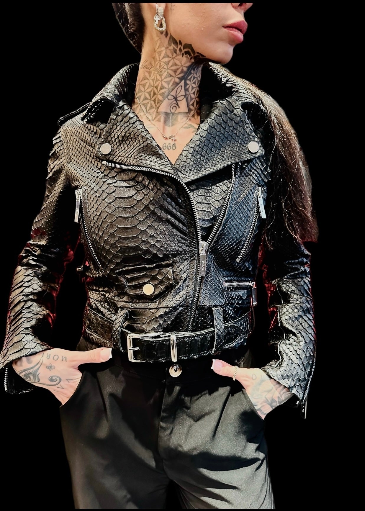 GAITO Phyton Biker Leather Jacket