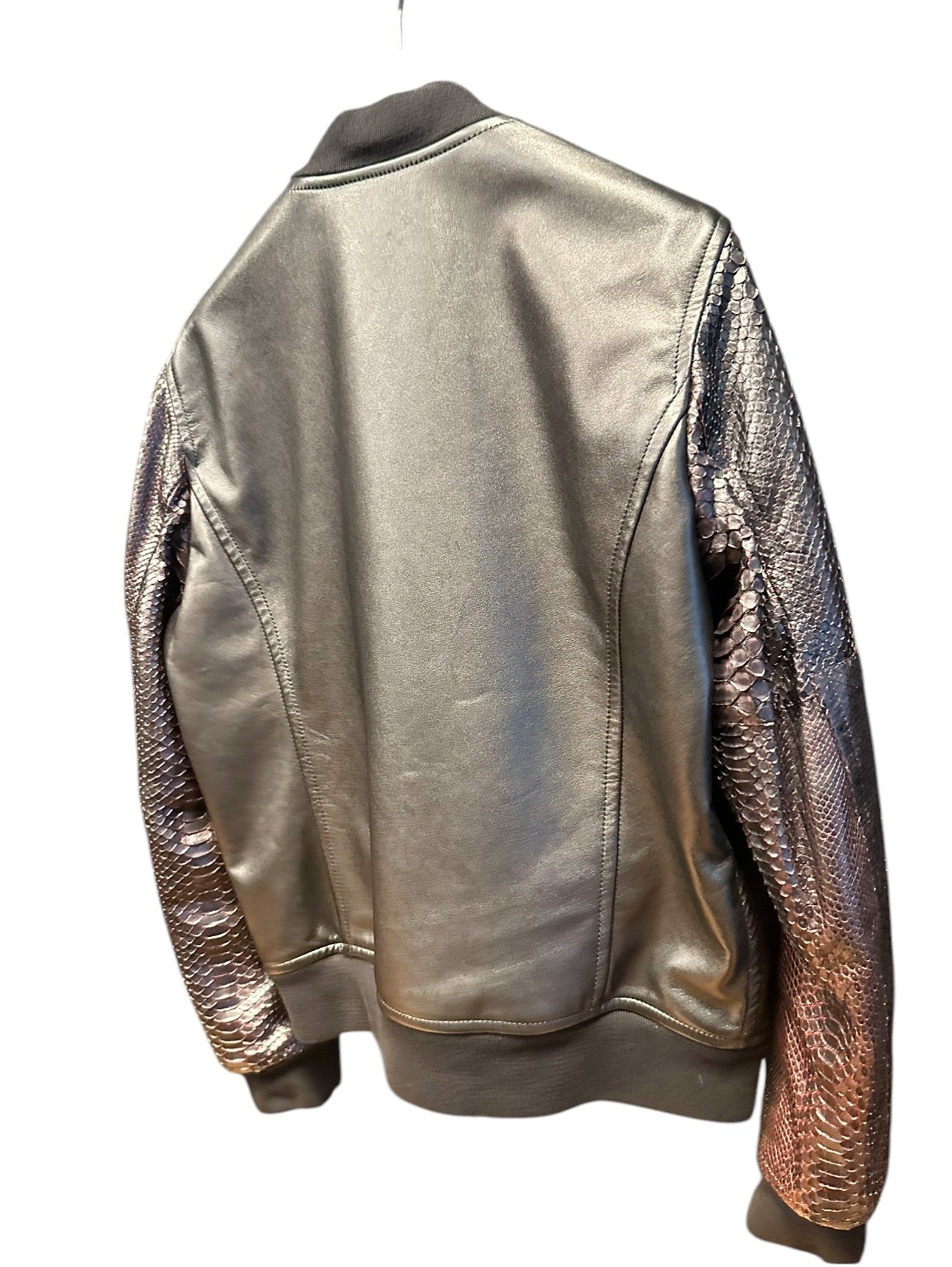 Leather Bomber DIAMOND PYTHON, black - red