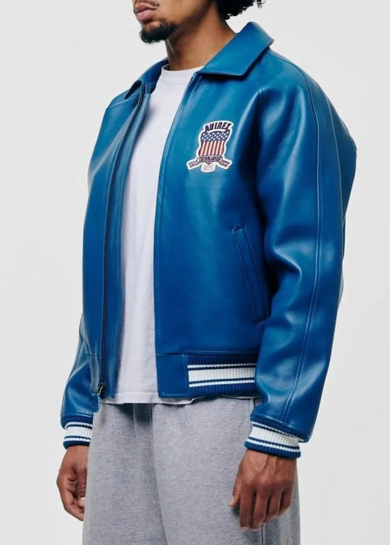 AVIREX Icon Lederjacke - Blaugrün