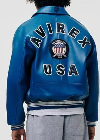 AVIREX Icon Lederjacke - Blaugrün
