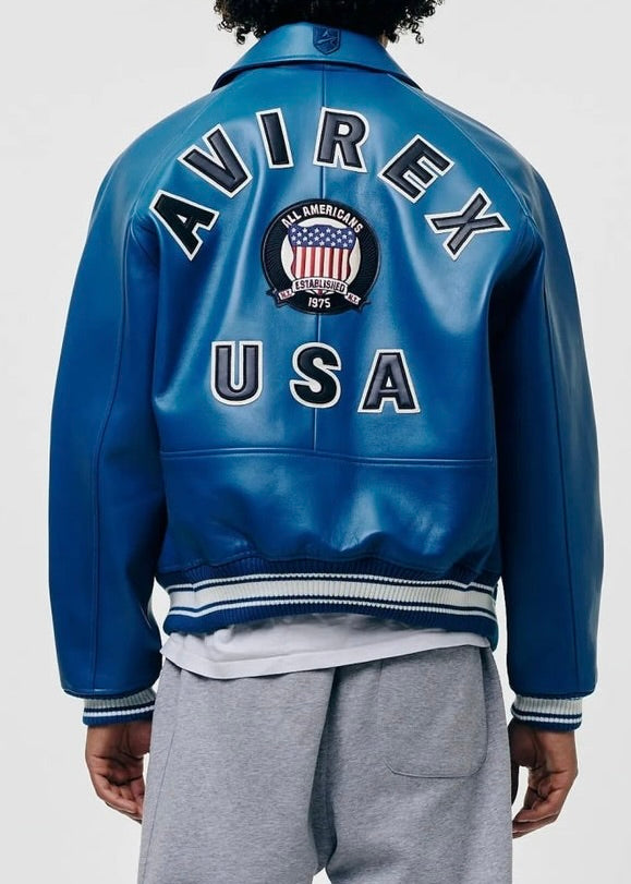 AVIREX Icon Lederjacke - Blaugrün