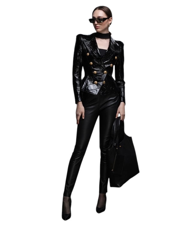 Blazer mit Kroko-Prägung