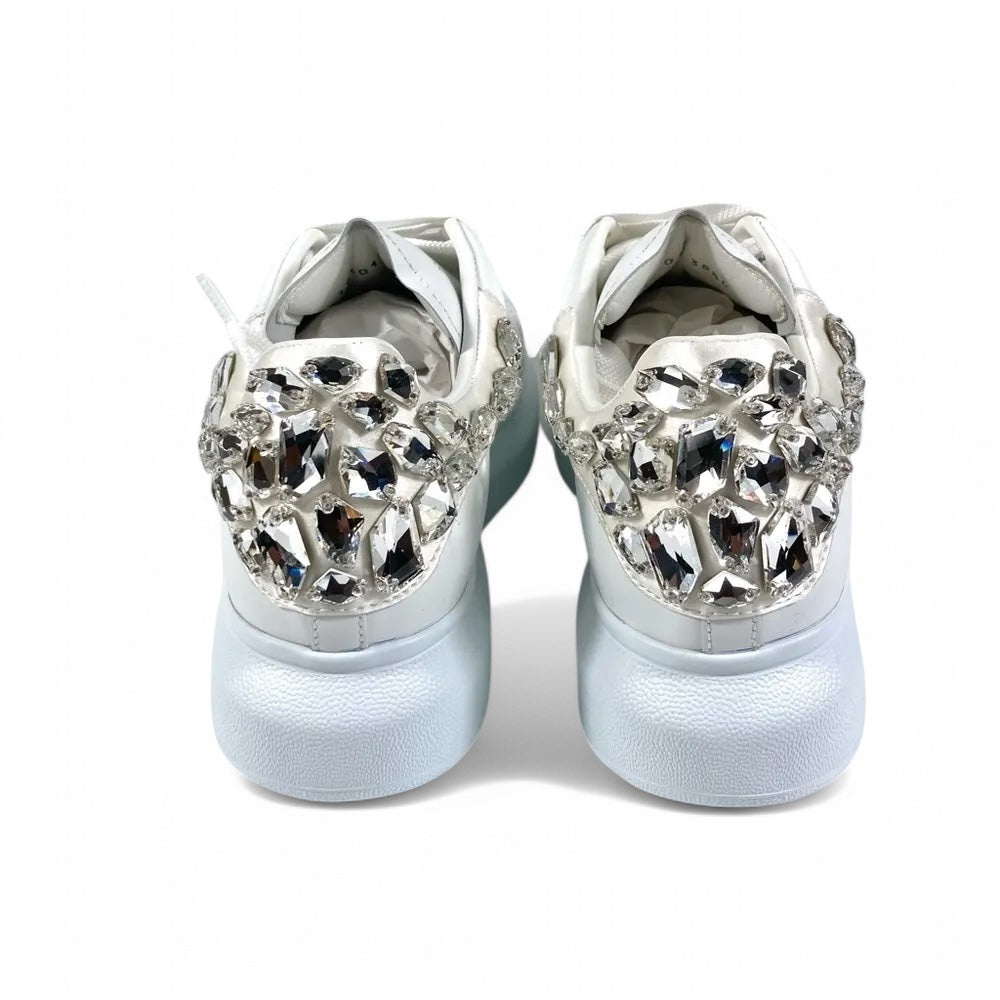 SNEAKERS mit OVERSIZED-SOHLE mit strass, WEISS
