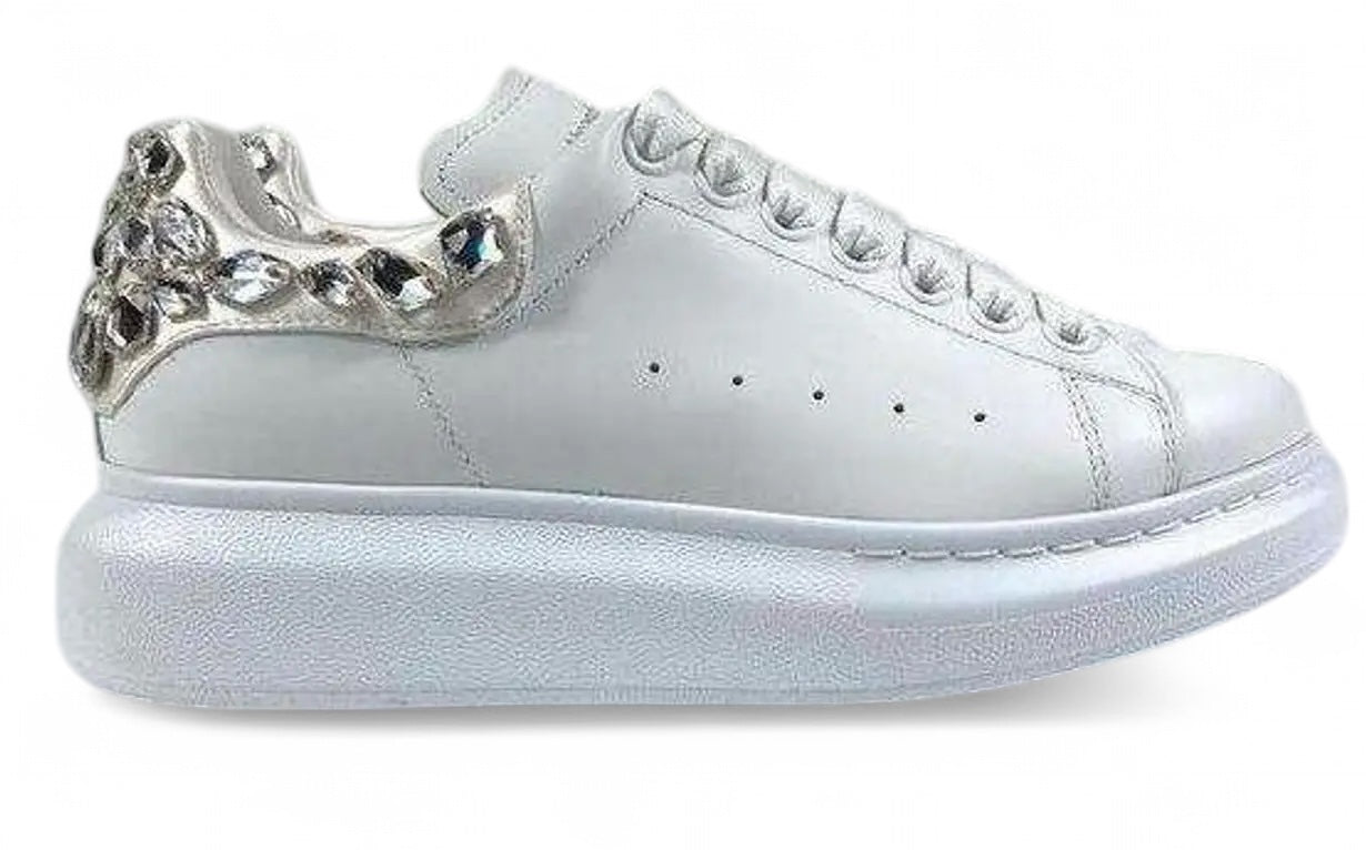 SNEAKERS mit OVERSIZED-SOHLE mit strass, WEISS