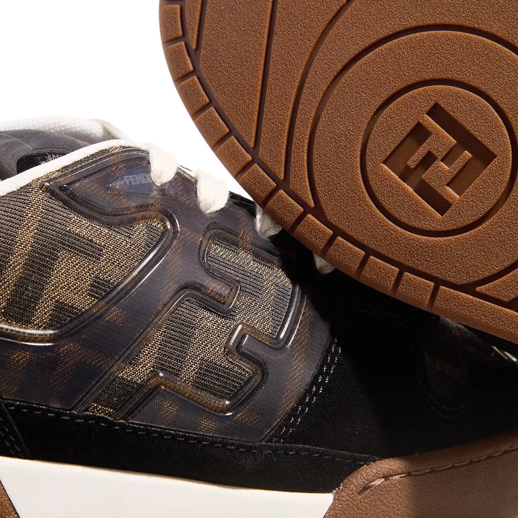 FENDI Baskets basses Match Nero / Tabac