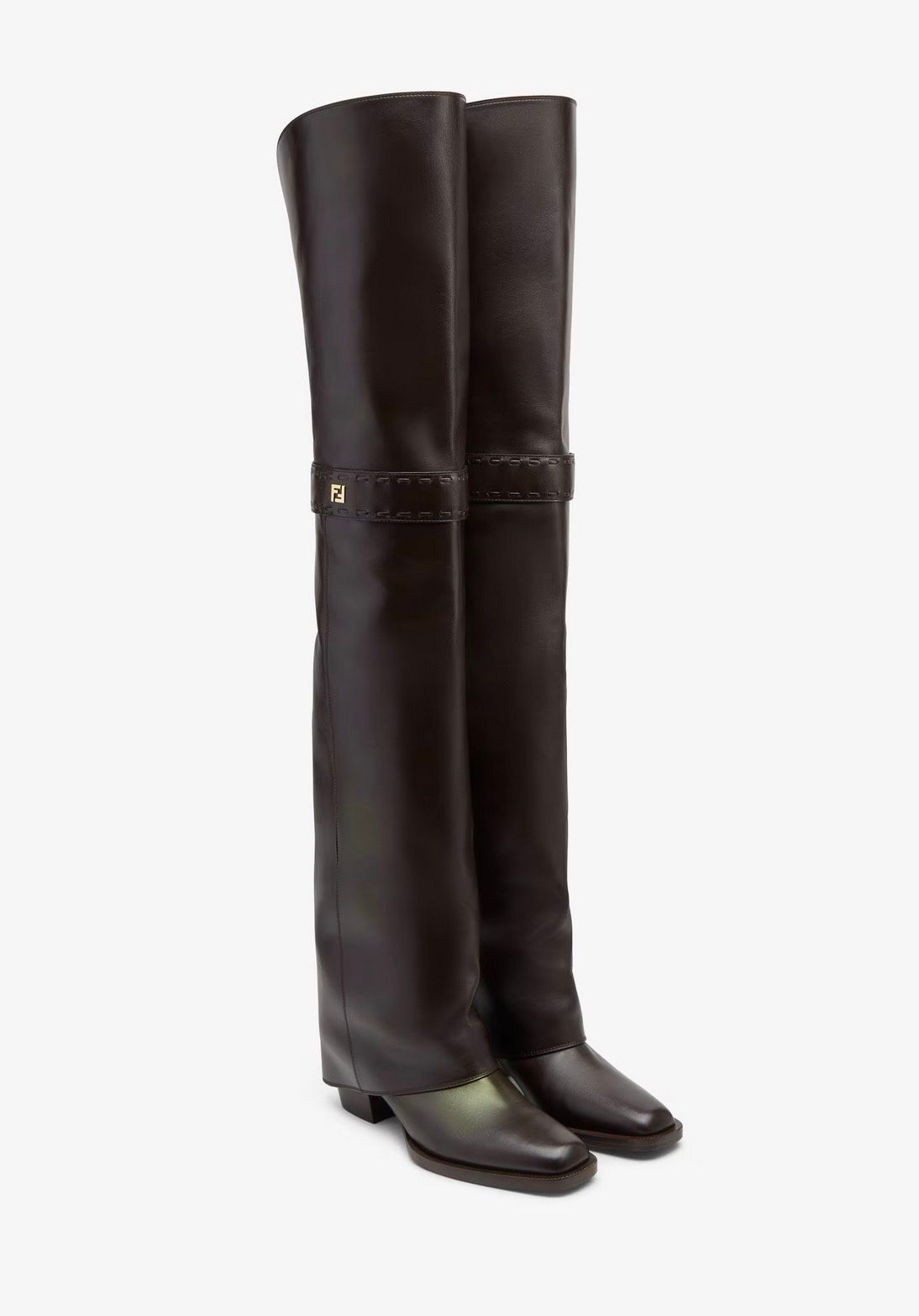 Fendi Overknee-Stiefel mit mittlerem Absatz, schwarz