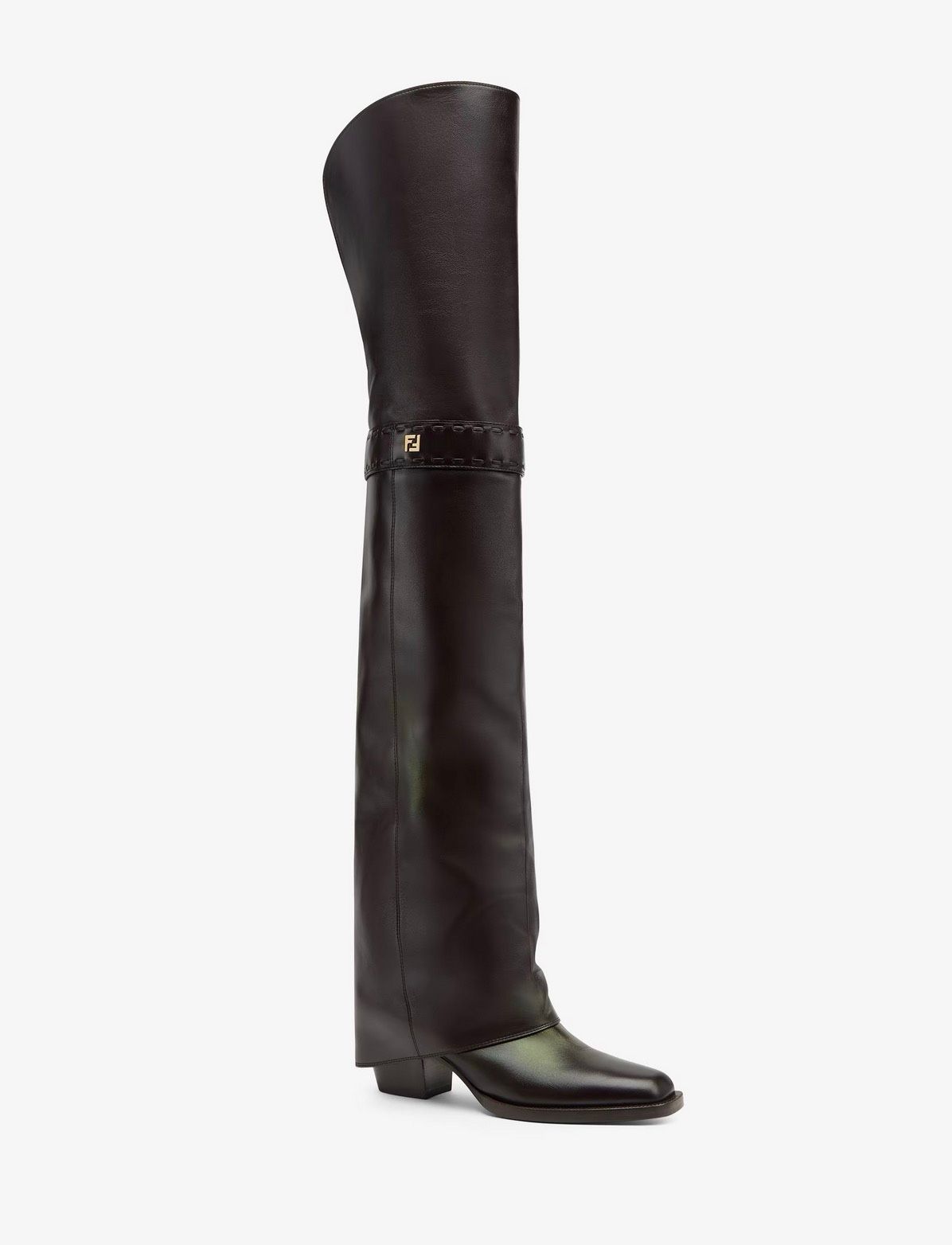 Fendi Overknee-Stiefel mit mittlerem Absatz, schwarz