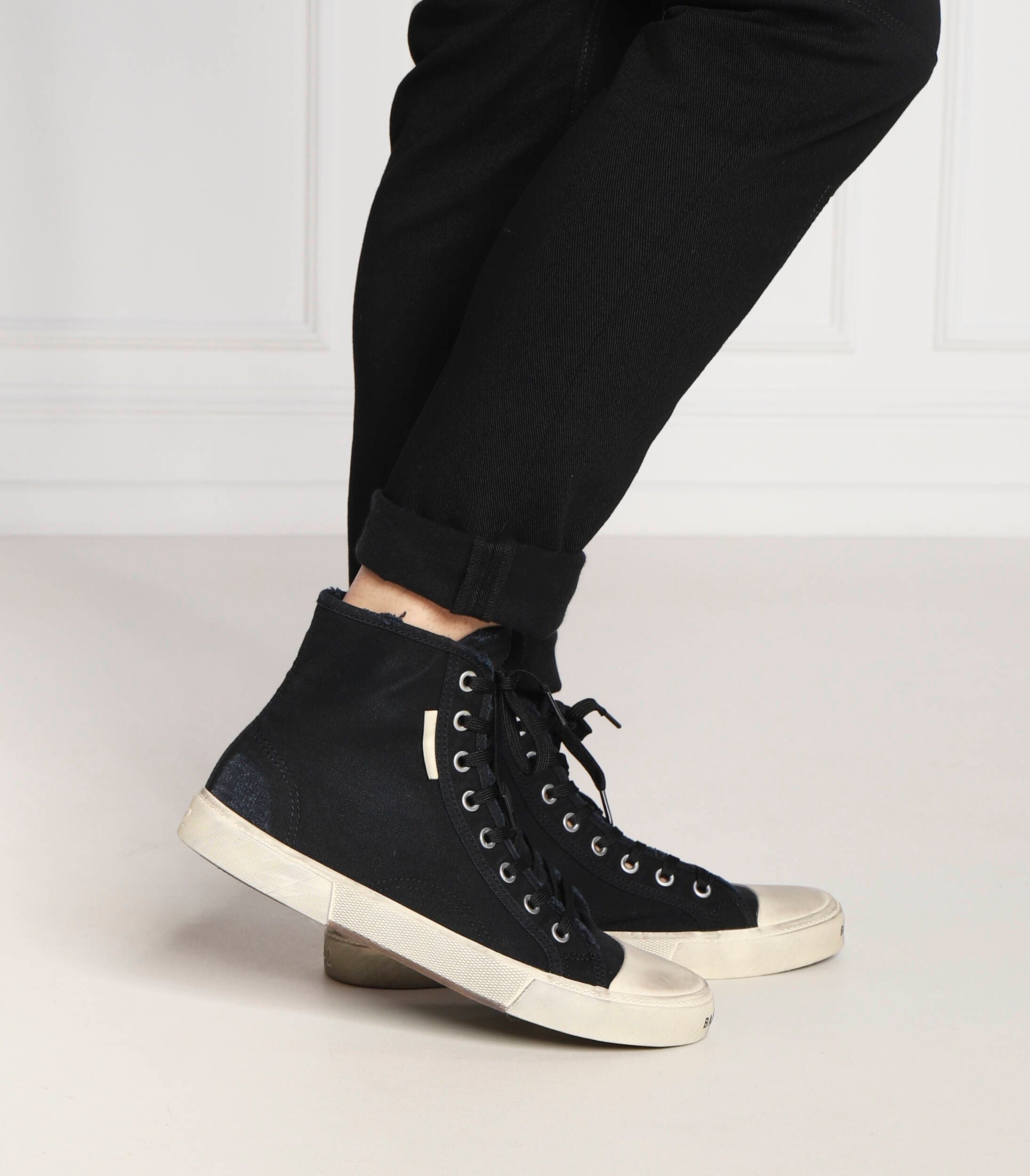 BALENCIAGA Paris High-Top Laced Sneakers, black