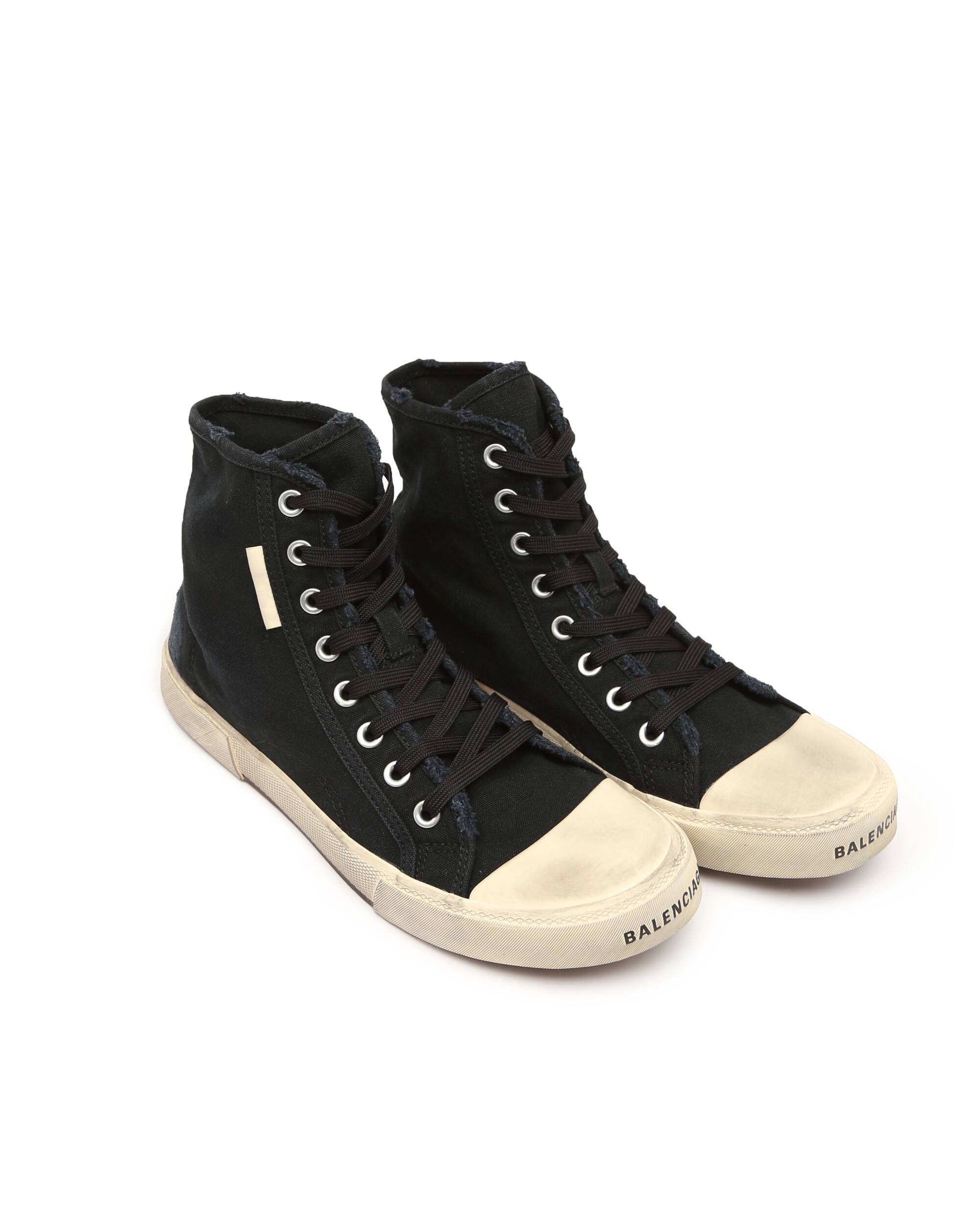 BALENCIAGA Paris High-Top Laced Sneakers, black