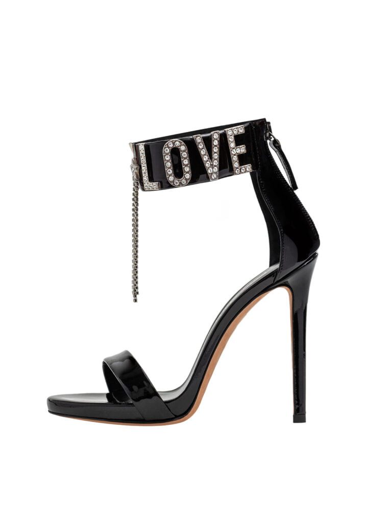 LOVE Sandal black patent with SWAROVSKI crystals