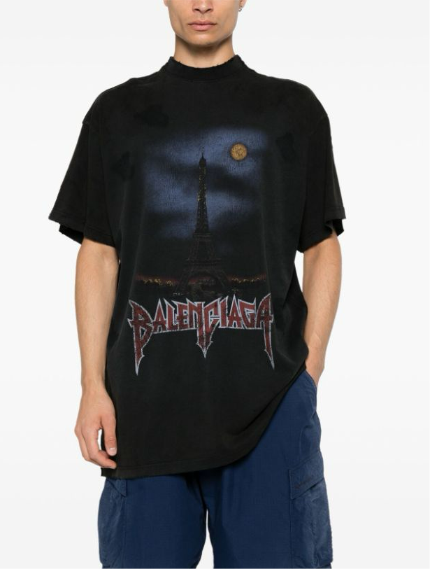 Balenciaga T-shirt ARIS MOON, noir OVERSIZE 