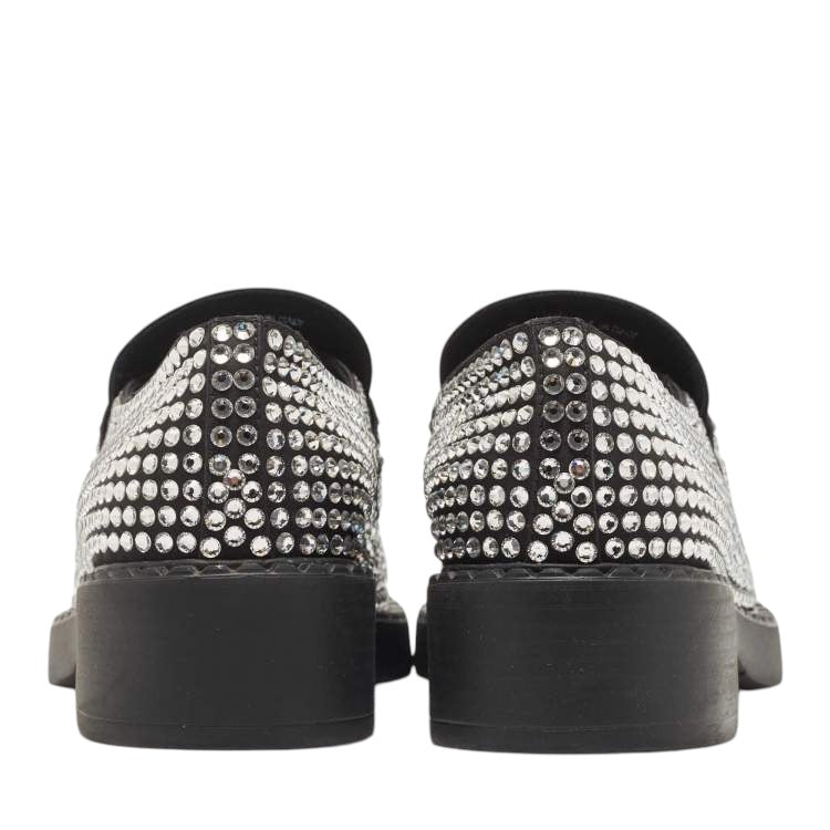 Prada 50mm Crystal Loafer Schwarz Satin