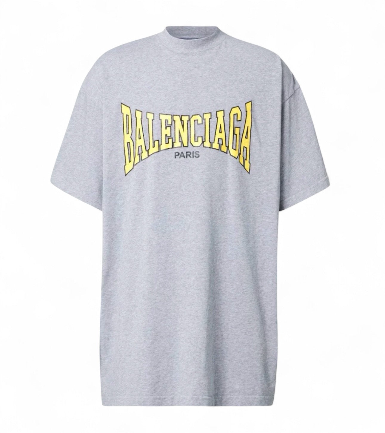 BALENCIAGA T-shirt logo, gris-jaune OVERSIZE