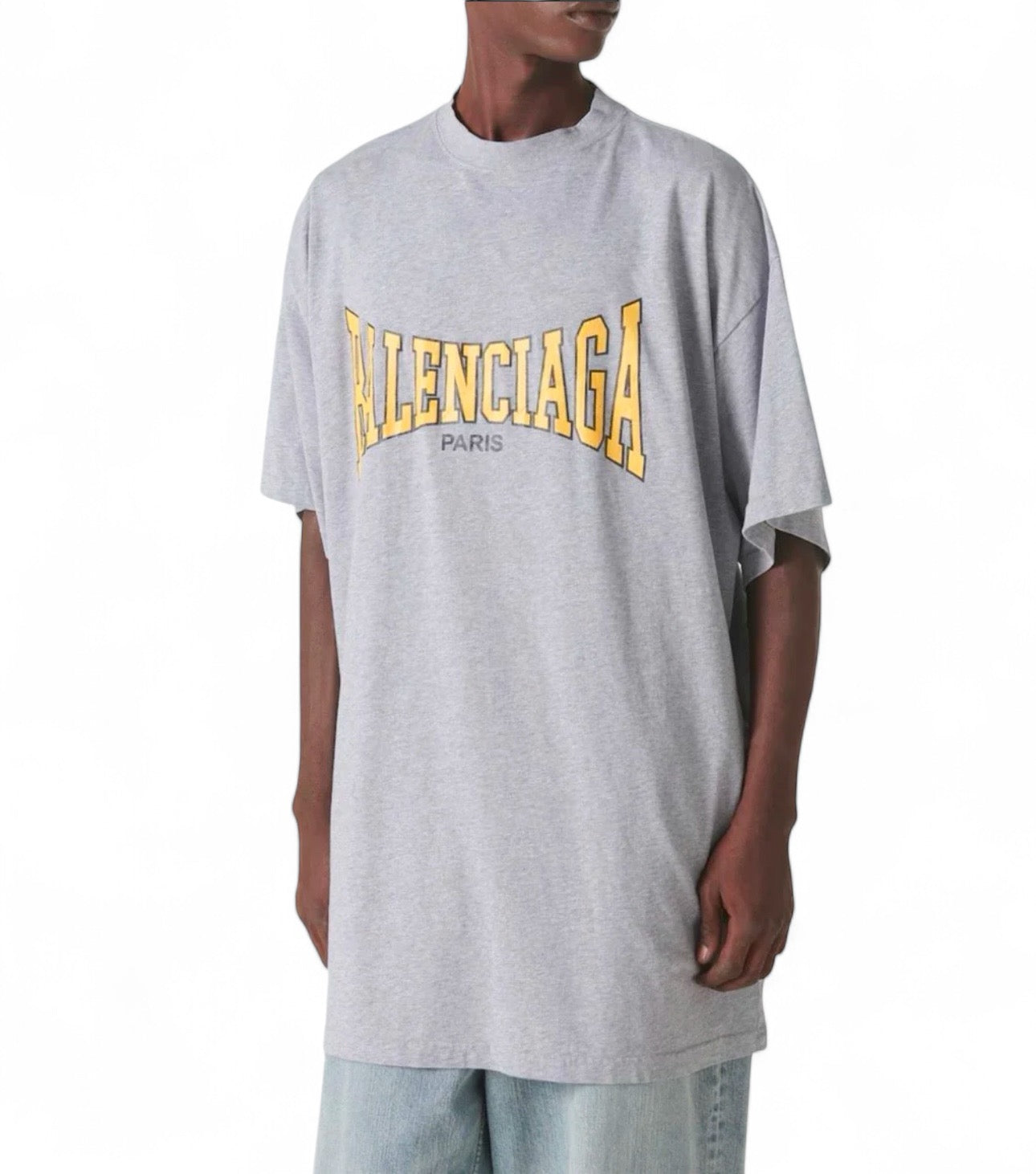 BALENCIAGA T-shirt logo, gris-jaune OVERSIZE