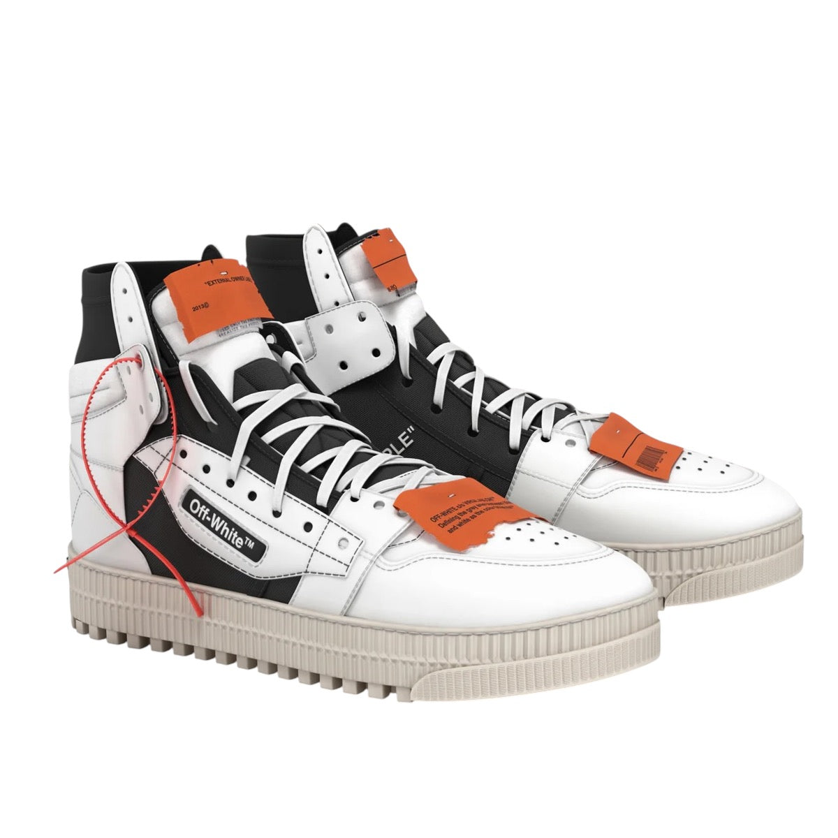 OFF-WHITE 3.0 Off-Cour High-Top Smealer. blanc-orange-noir