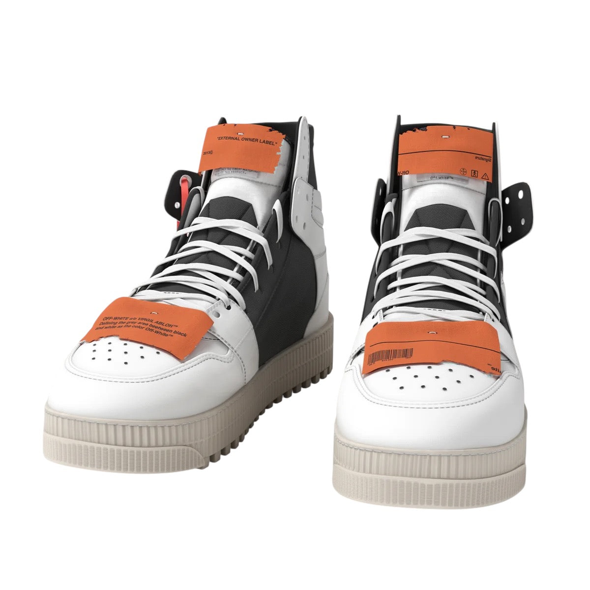 OFF-WHITE 3.0 Off-Cour High-Top Smealer. blanc-orange-noir