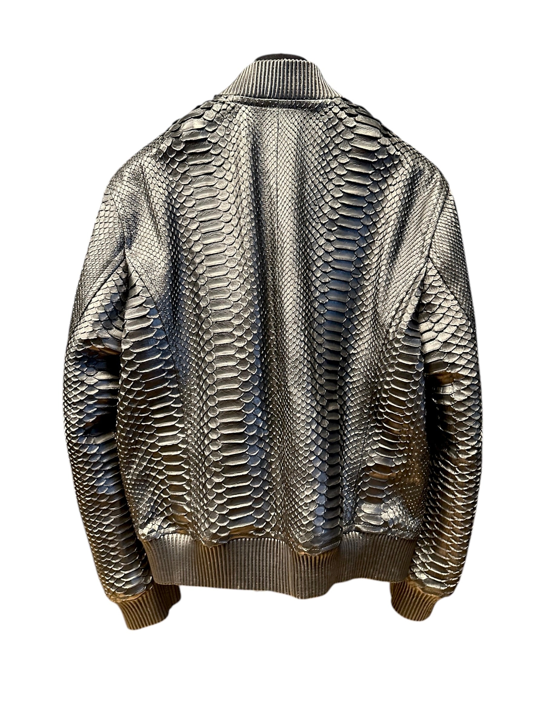 Leather Bomber Jacket PYTHON black