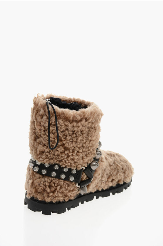 Verzierte Ankle Boots aus Shearling